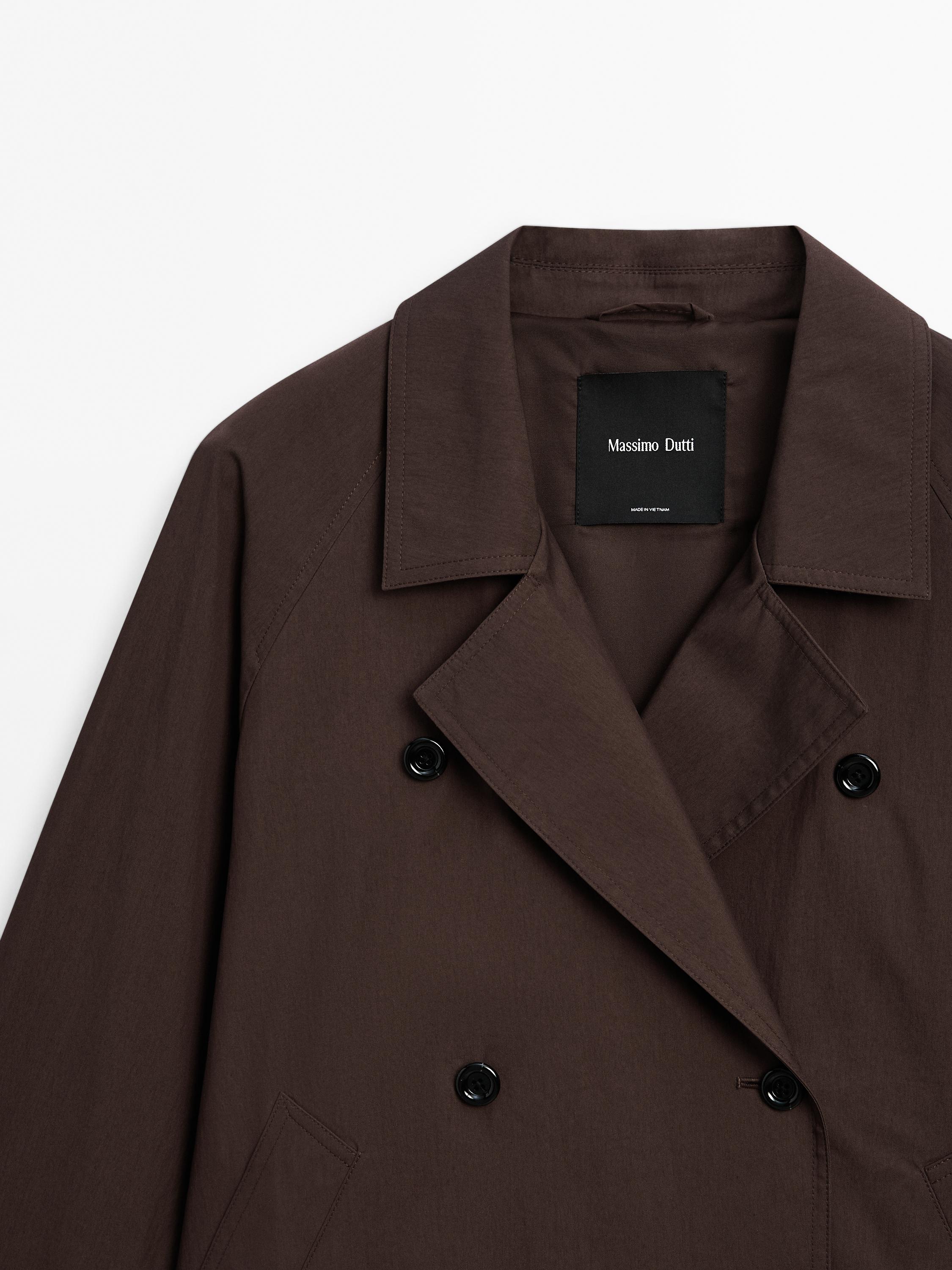 Cotton blend trench coat with back detail